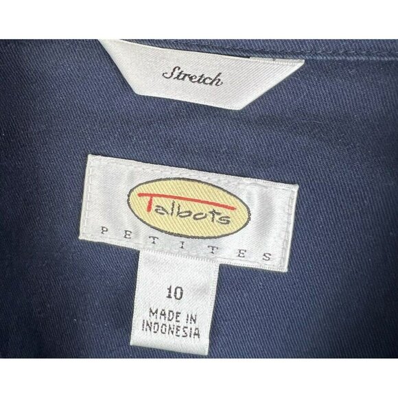 Talbots Women's Blazer Size 10 Jacket Casual Solid Blue Long Sleeve Stretch - Picture 2 of 7